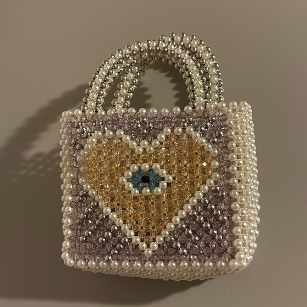 Beaded eye heart purse